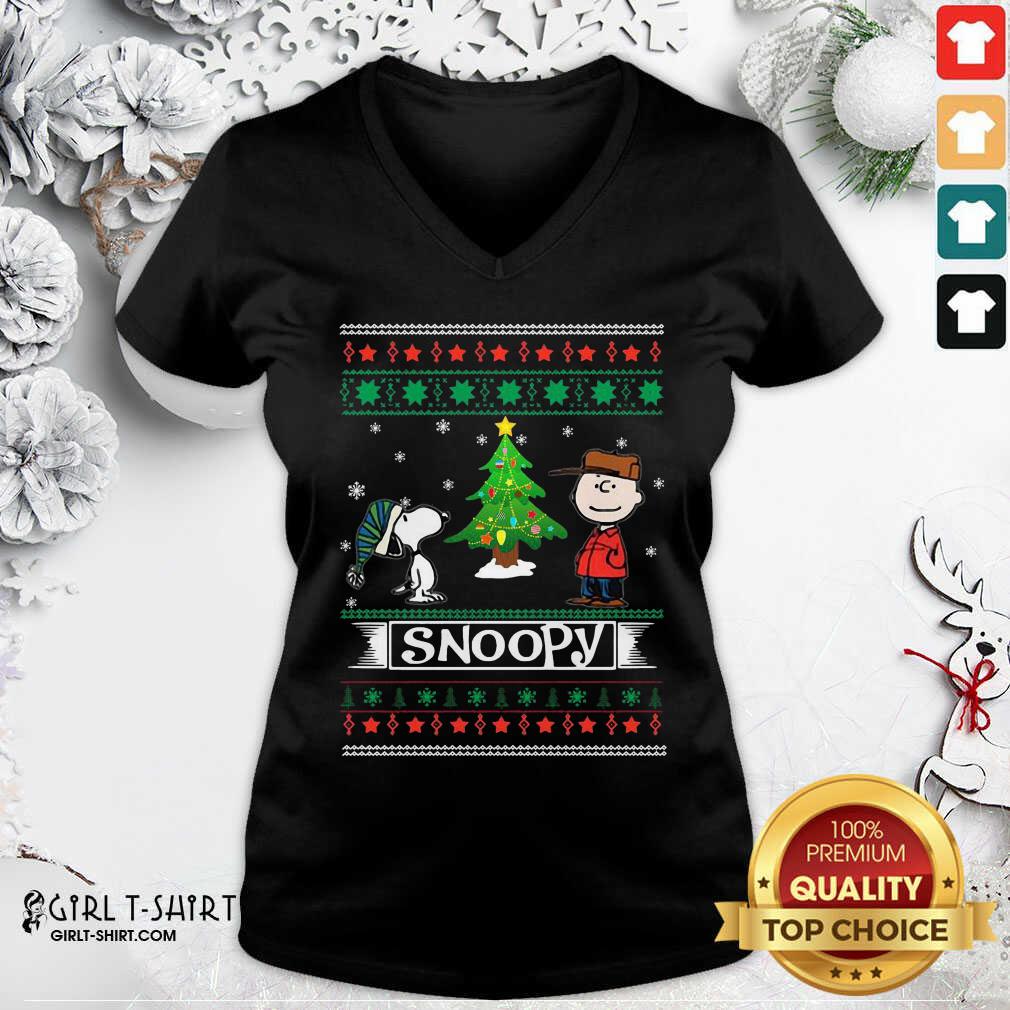 Original The Peanuts Charlie Brown And Snoopy Ugly Merry Christmas Tree Shirt - Image 2
