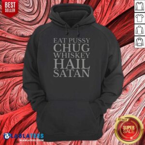 Alternative view of Original Top Punk Rock Eat Pussy Chug Whiskey Hail Satan Guitarist Shirt