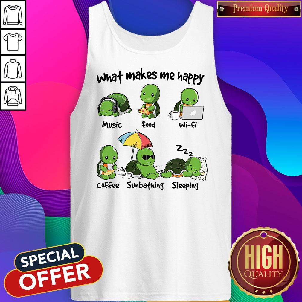 Original Turtle What Make Me Happy Music Food Wifi Shirt - Image 4