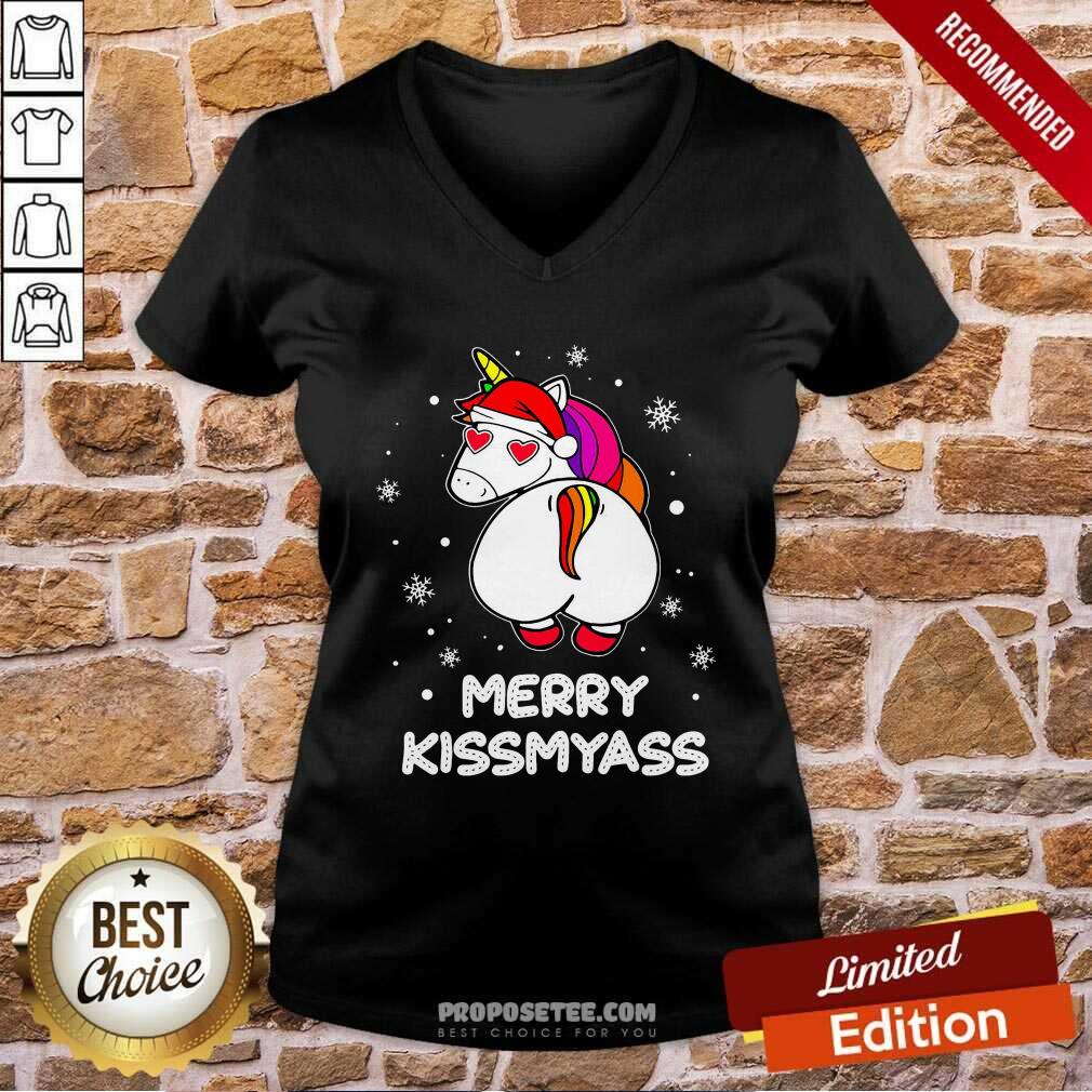 Original Unicorn Merry Kissmyass Ugly Christmas Shirt - Image 3