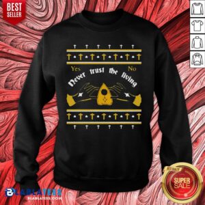 Alternative view of Ouija Never Trust The Living Yes No Christmas Shirt