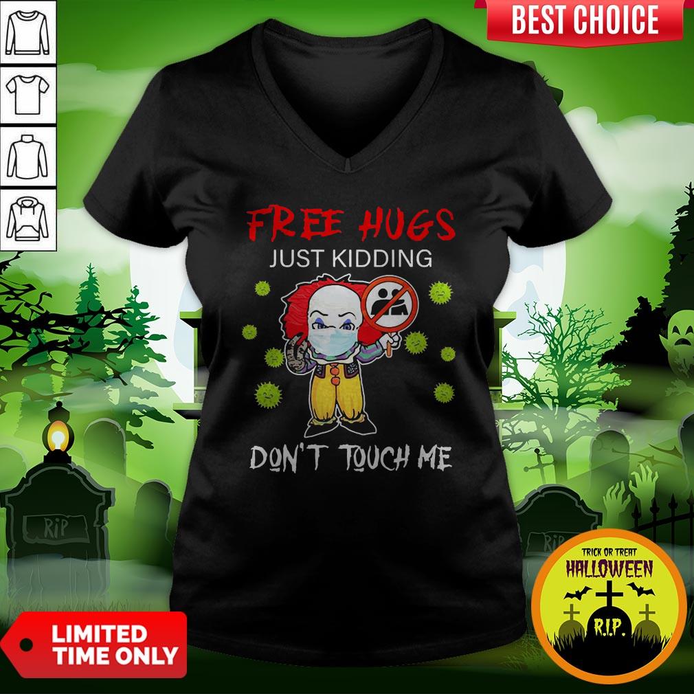 Pennywise Face Mask Free Hugs Just Kidding Don’t Touch Me Shirt - Image 2
