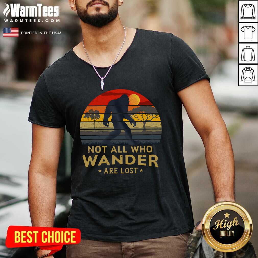 Perfect Bigfoot Not All Who Wander Are Lost Vintage Retro Shirt - Image 5