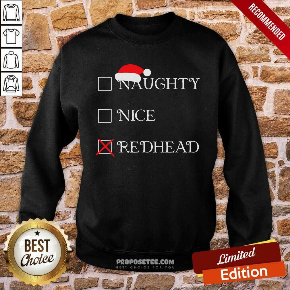 Perfect Christmas Naughty Nice Redhead Holiday Shirt - Image 5