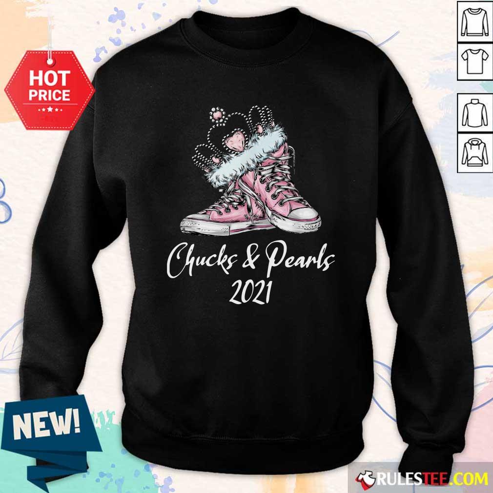Perfect Crown Sneakers Chucks And Pearls For Kamala Harris 2021 Shirt - Image 5