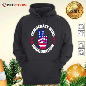 Alternative view of Perfect Democracy Wins Inauguration Biden Harris 2021 Hand American Flag Shirt