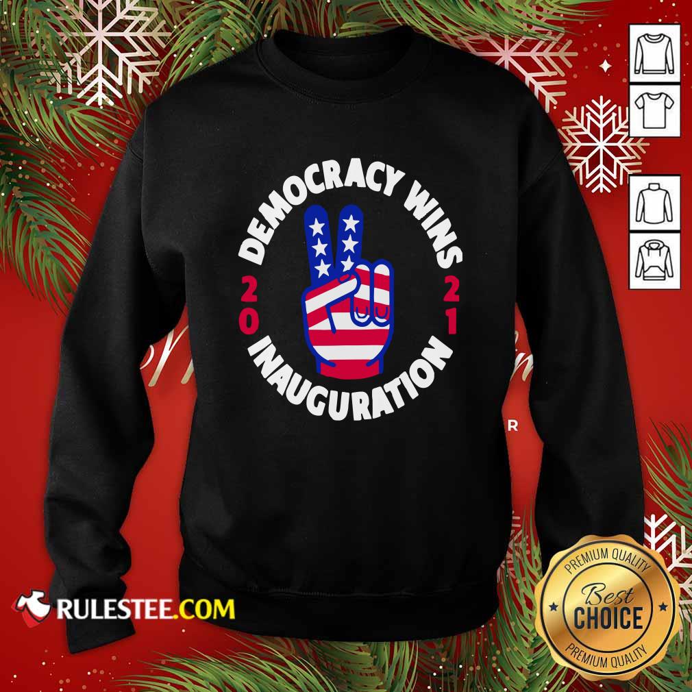 Perfect Democracy Wins Inauguration Biden Harris 2021 Hand American Flag Shirt - Image 5