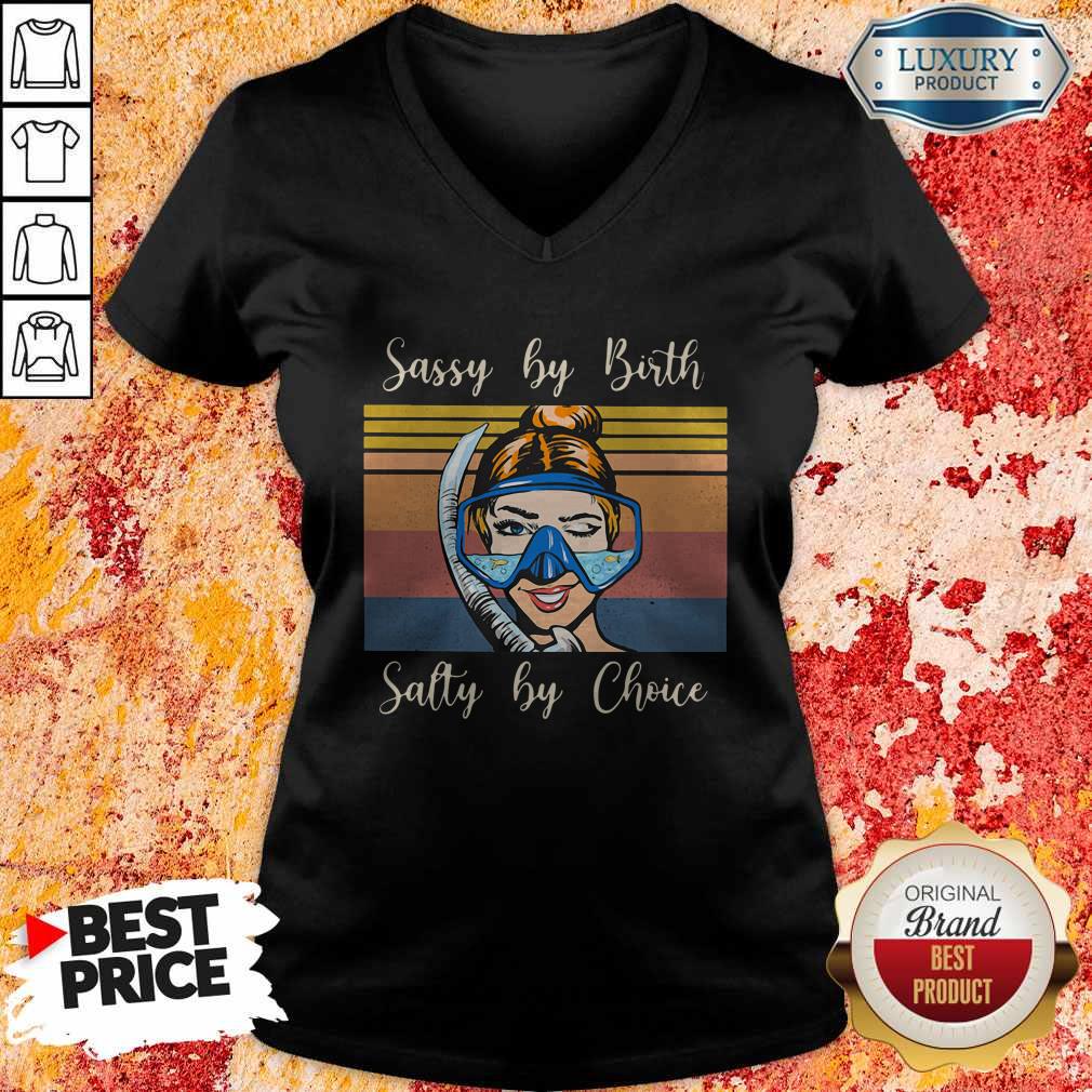 Perfect Diving Sassy By Birth Salty By Choice Vintage Retro Shirt - Image 3