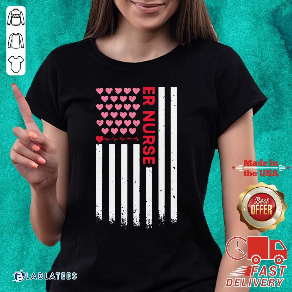Perfect Er Nurse American Flag Heart Valentine's Day Shirt - Image 4