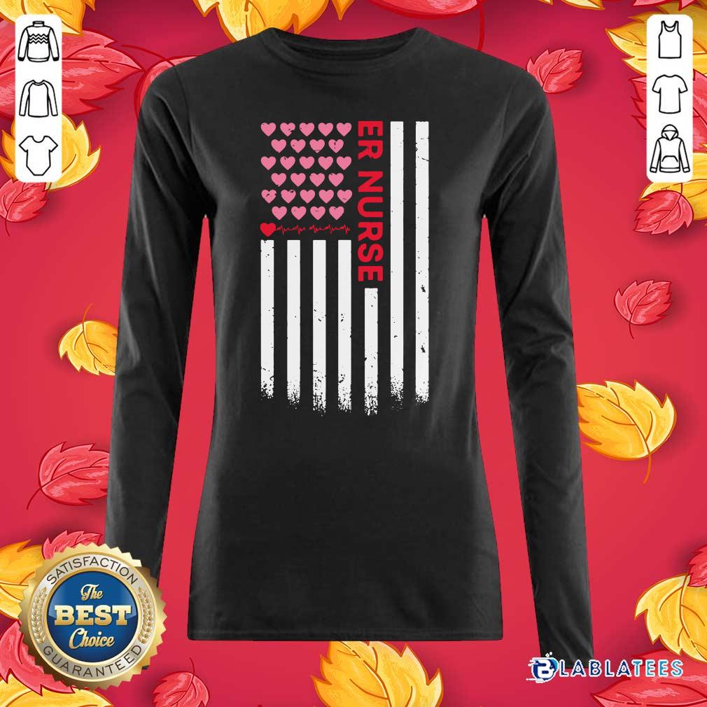 Perfect Er Nurse American Flag Heart Valentine's Day Shirt - Image 3