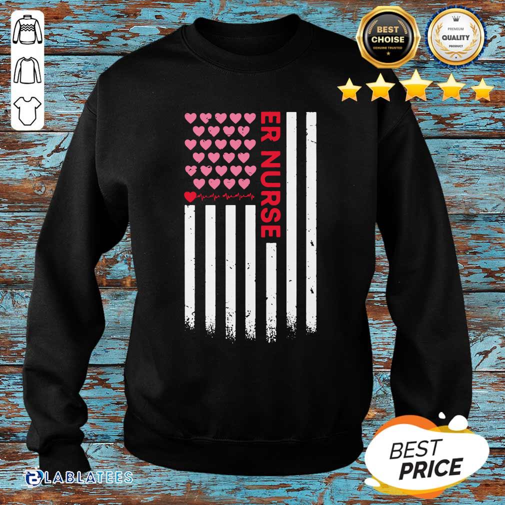 Perfect Er Nurse American Flag Heart Valentine's Day Shirt - Image 2