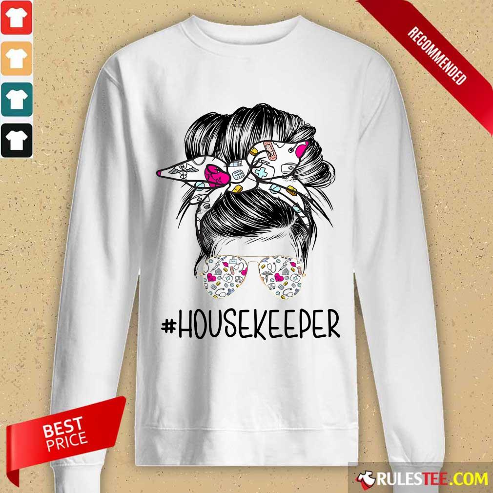Perfect Housekeeper Girl Bun Hair Glasses Shirt - Image 3