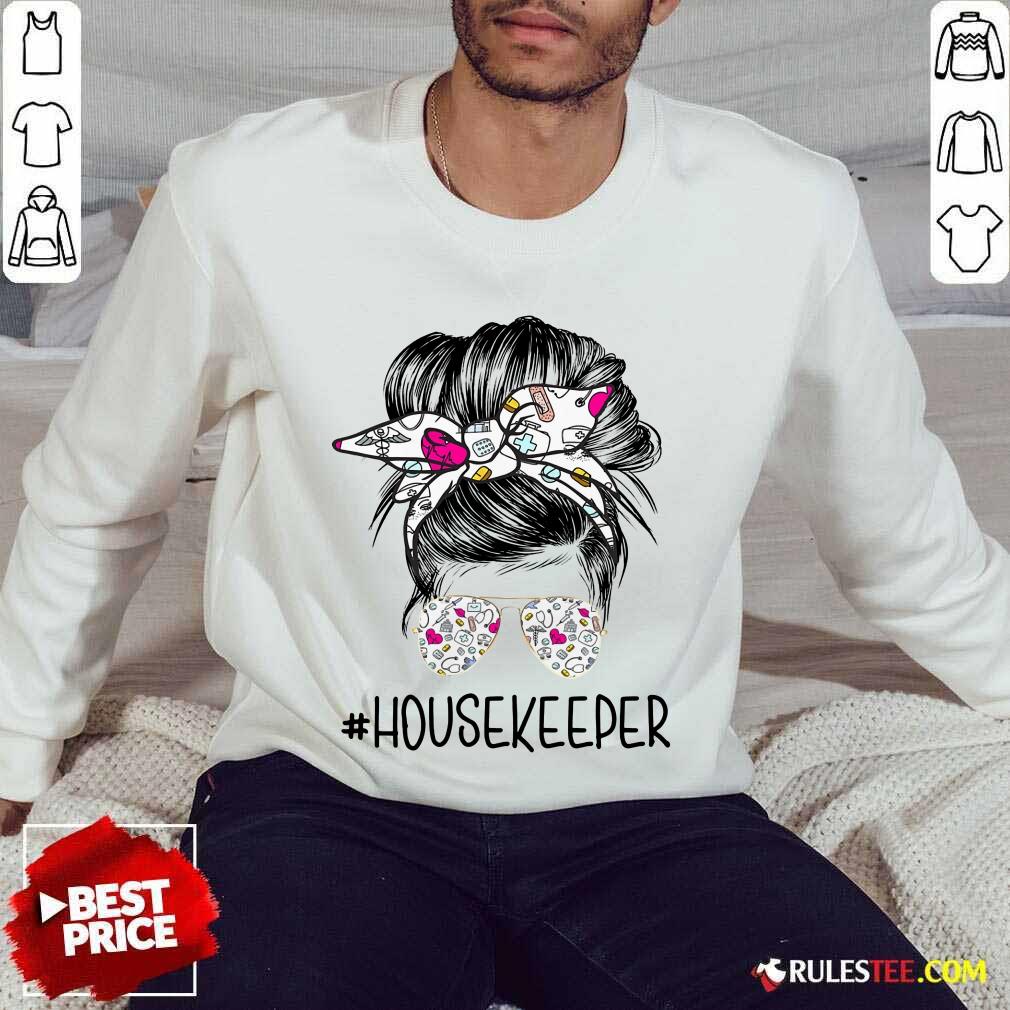 Perfect Housekeeper Girl Bun Hair Glasses Shirt - Image 2