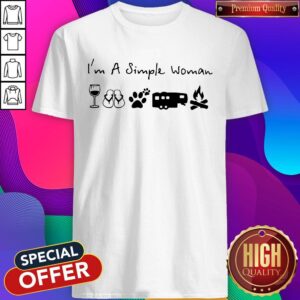 Perfect I’m A Simple Woman Wine Flip Flop Dog Paw Camping And Campfire Shirt