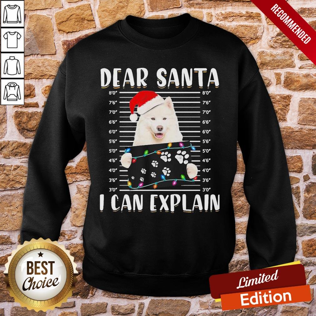 Perfect Japanese Santa Spitz Dear Santa I Can Explain Light Christmas Shirt - Image 4