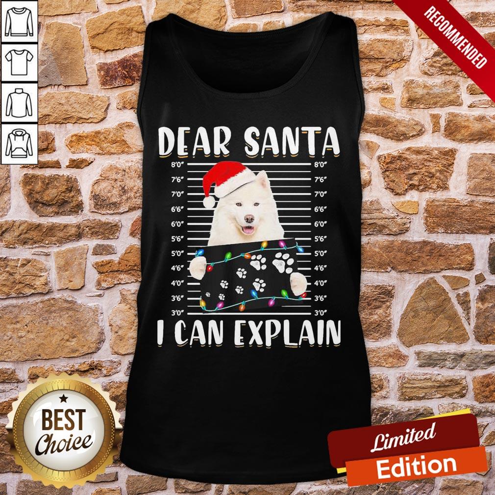 Perfect Japanese Santa Spitz Dear Santa I Can Explain Light Christmas Shirt - Image 3
