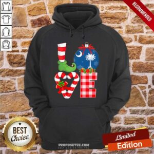 Alternative view of Perfect Love South Carolina State Flag Pajama Elf Merry Christmas Shirt