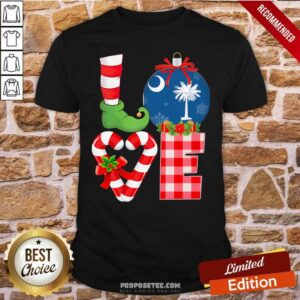Perfect Love South Carolina State Flag Pajama Elf Merry Christmas Shirt