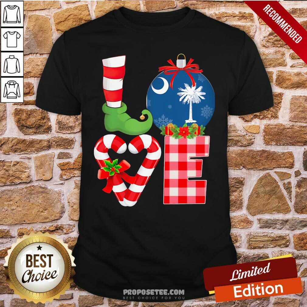 Perfect Love South Carolina State Flag Pajama Elf Merry Christmas Shirt