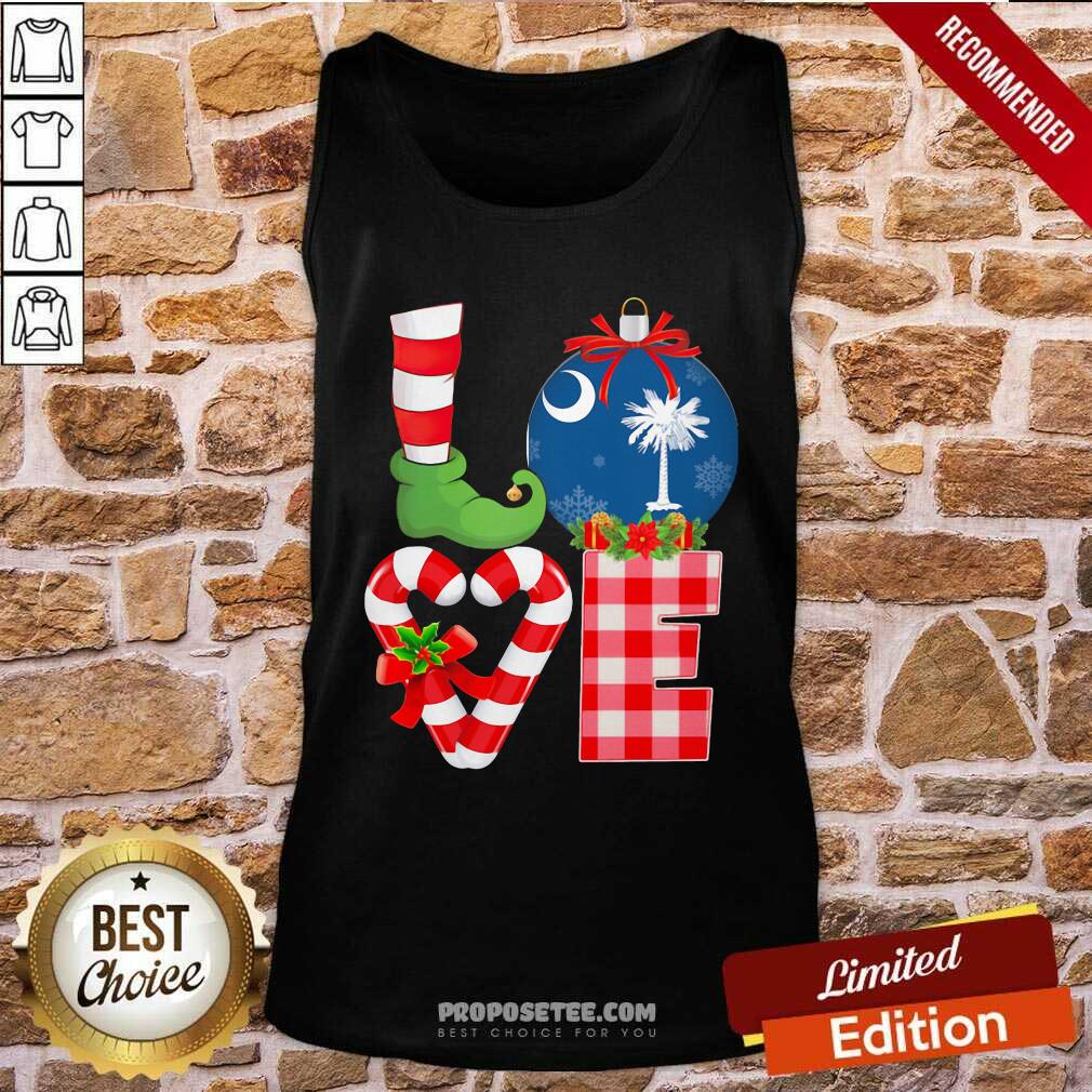 Perfect Love South Carolina State Flag Pajama Elf Merry Christmas Shirt - Image 4