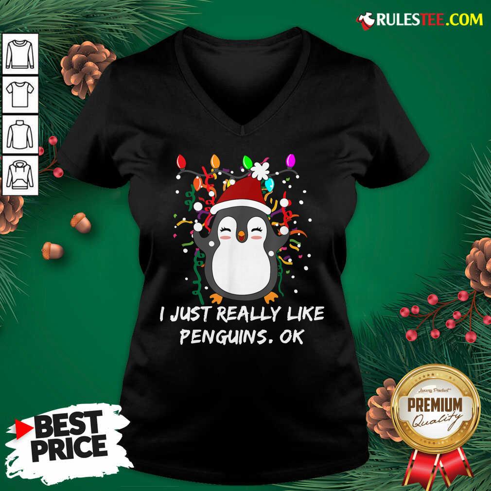 Perfect Merry Christmas Penguin I Just Really Like Penguins OK Shirt - Image 3