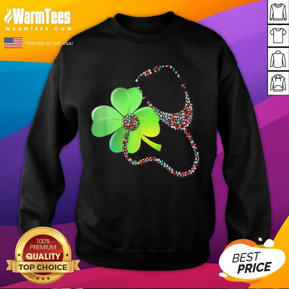 Perfect Nurse Stethoscope Shamrock St Patricks Day Shirt - Image 3