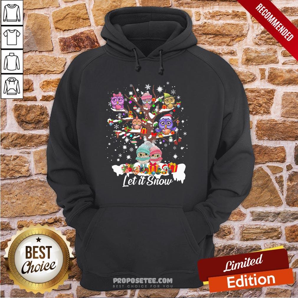 Perfect Owls Tree Let It Snow Merry Christmas Shirt - Image 5