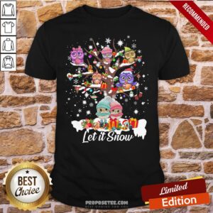 Perfect Owls Tree Let It Snow Merry Christmas Shirt