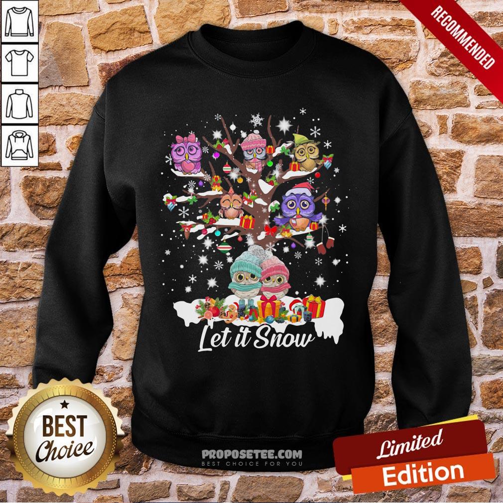 Perfect Owls Tree Let It Snow Merry Christmas Shirt - Image 4
