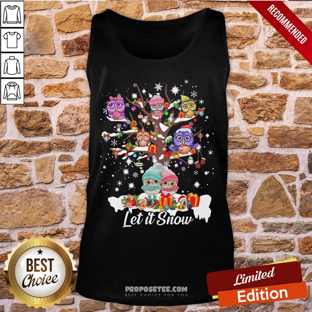 Perfect Owls Tree Let It Snow Merry Christmas Shirt - Image 3