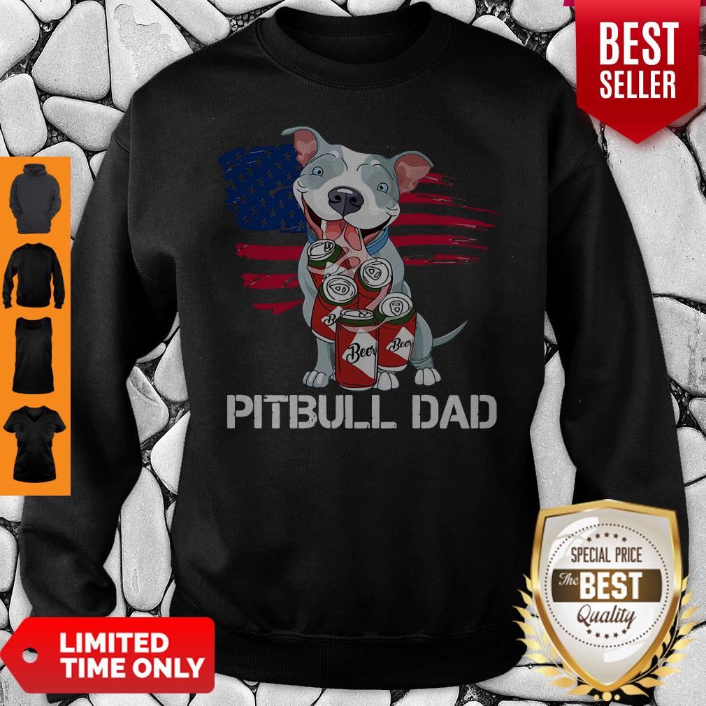 Perfect Pitbull Dad Flag Beer Father’s Day Shirt - Image 5