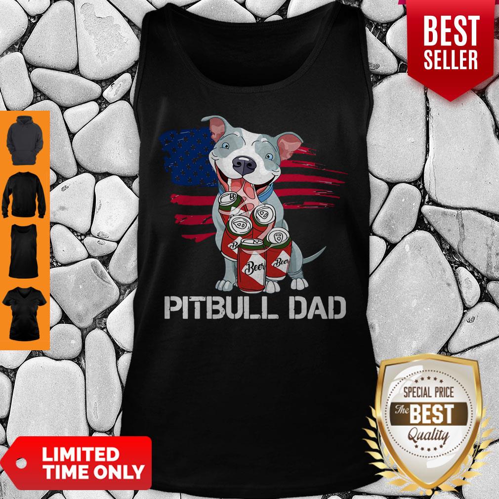 Perfect Pitbull Dad Flag Beer Father’s Day Shirt - Image 4