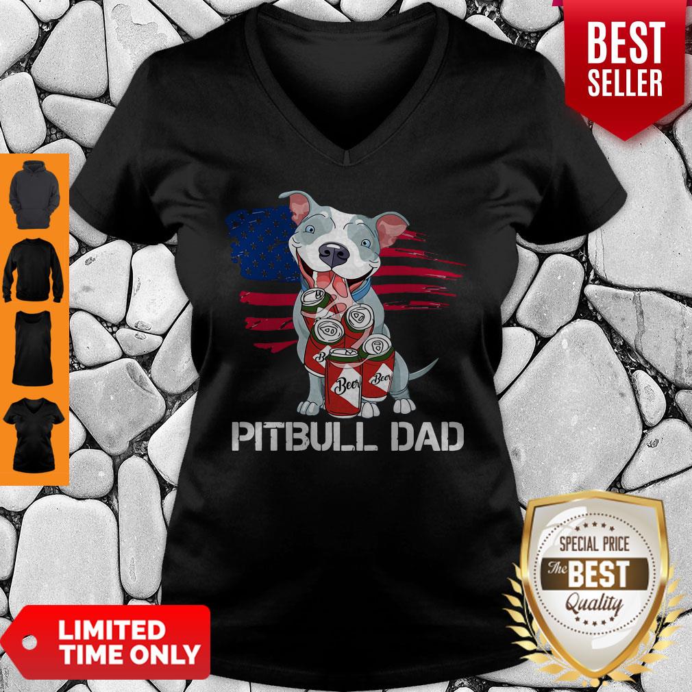 Perfect Pitbull Dad Flag Beer Father’s Day Shirt - Image 3
