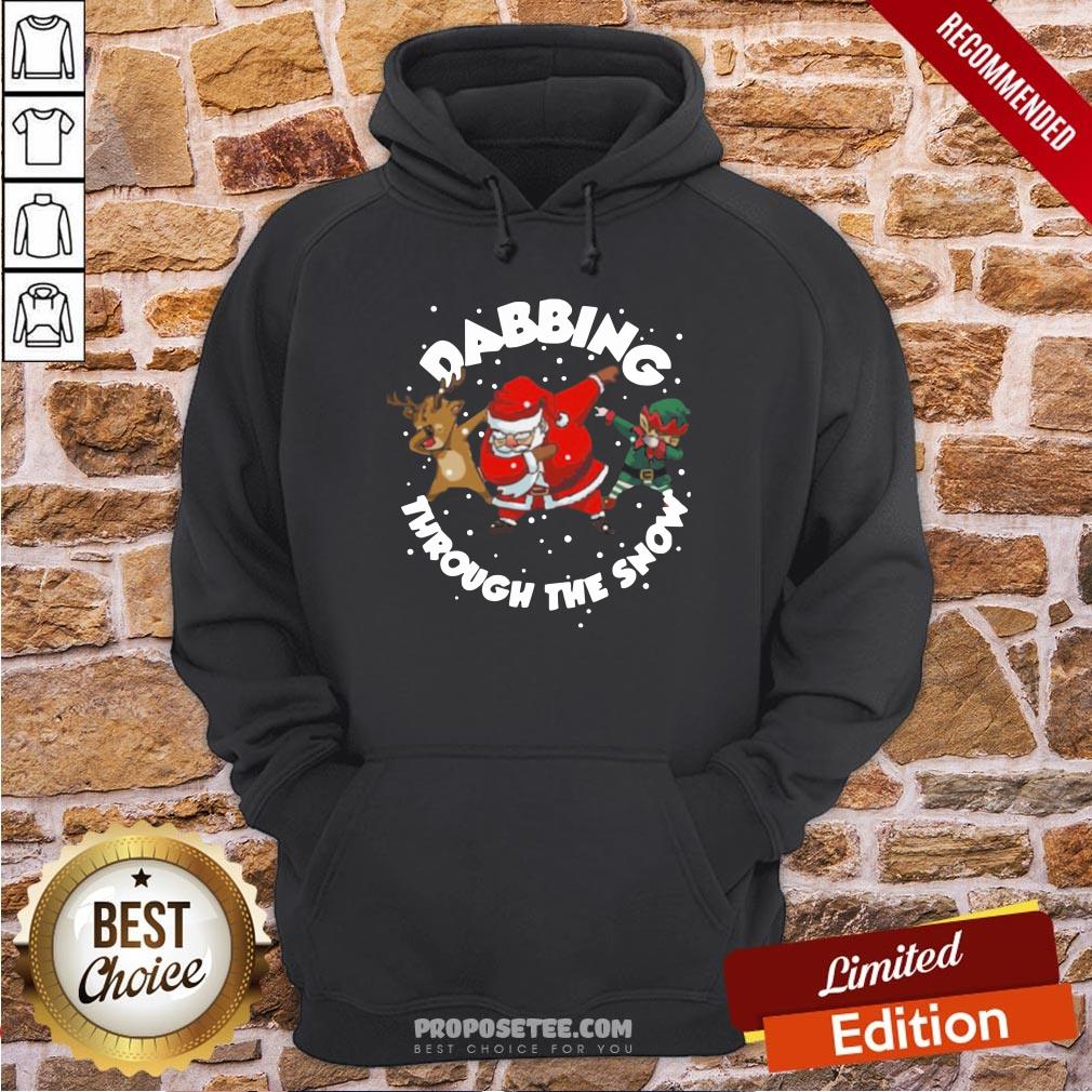 Perfect Reindeer Santa Elf Dabbing Through The Snow Christmas Shirt - Image 5