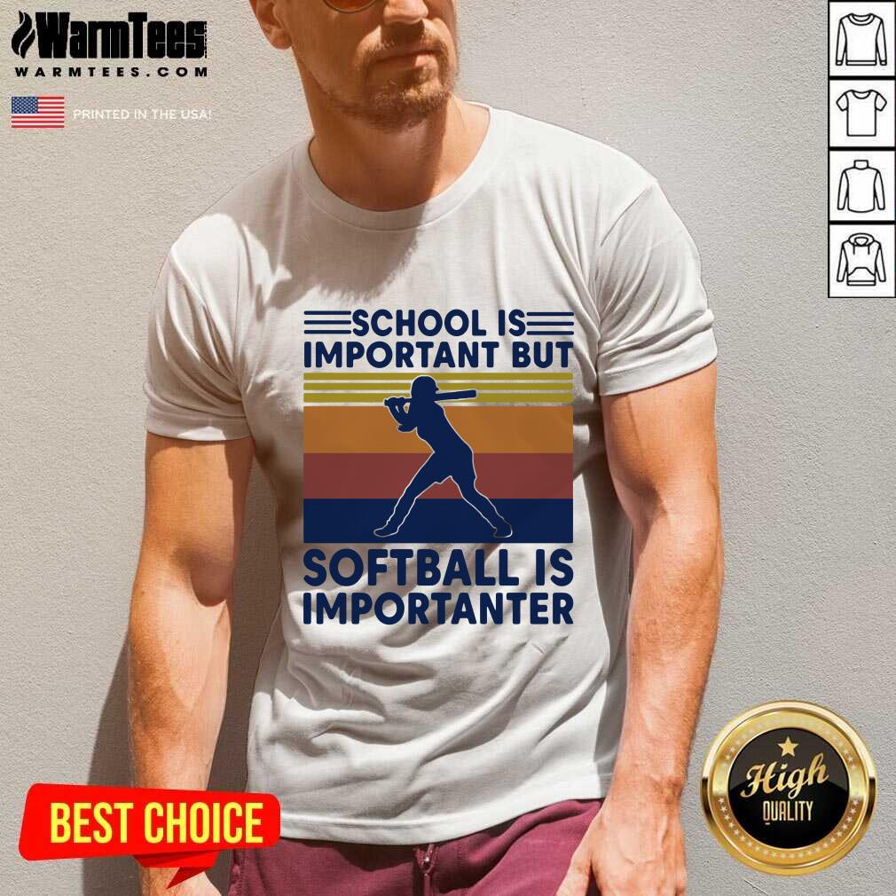 Perfect School Is Important But Softball Is Importanter Vintage Shirt - Image 5
