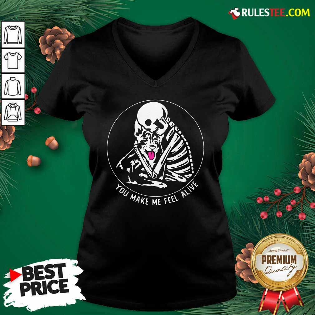 Perfect Skeleton Hug German Shepherd You Make Me Feel Alive Shirt - Image 3