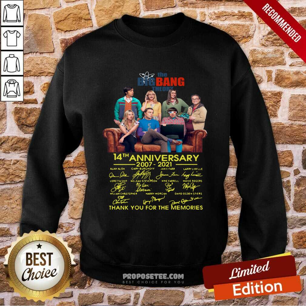 Perfect The Bigbang Theory 14th Anniversary 2007 2021 Signatures Thank For The Memories Shirt - Image 4