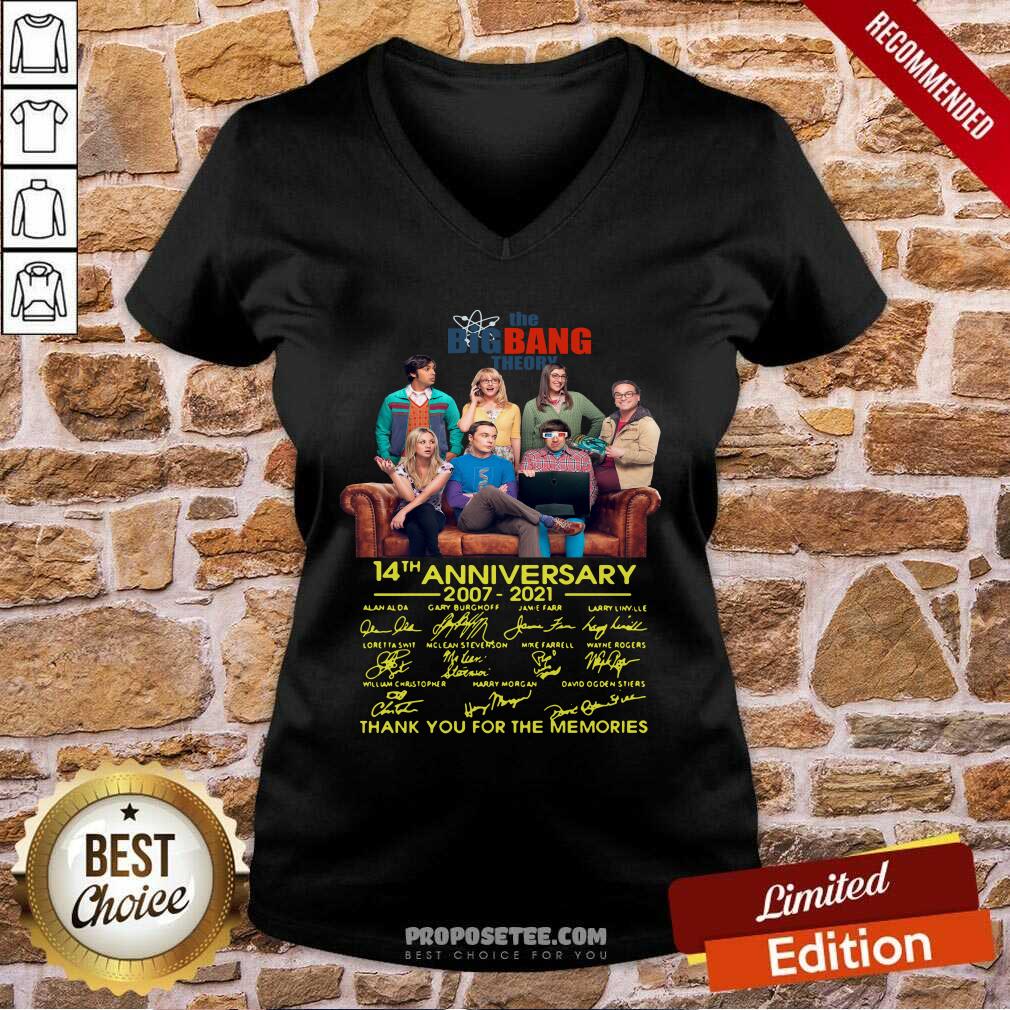 Perfect The Bigbang Theory 14th Anniversary 2007 2021 Signatures Thank For The Memories Shirt - Image 2