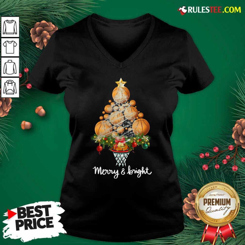 Perfect Volleyball Merry And Bright Christmas Tree Shirt - Image 3