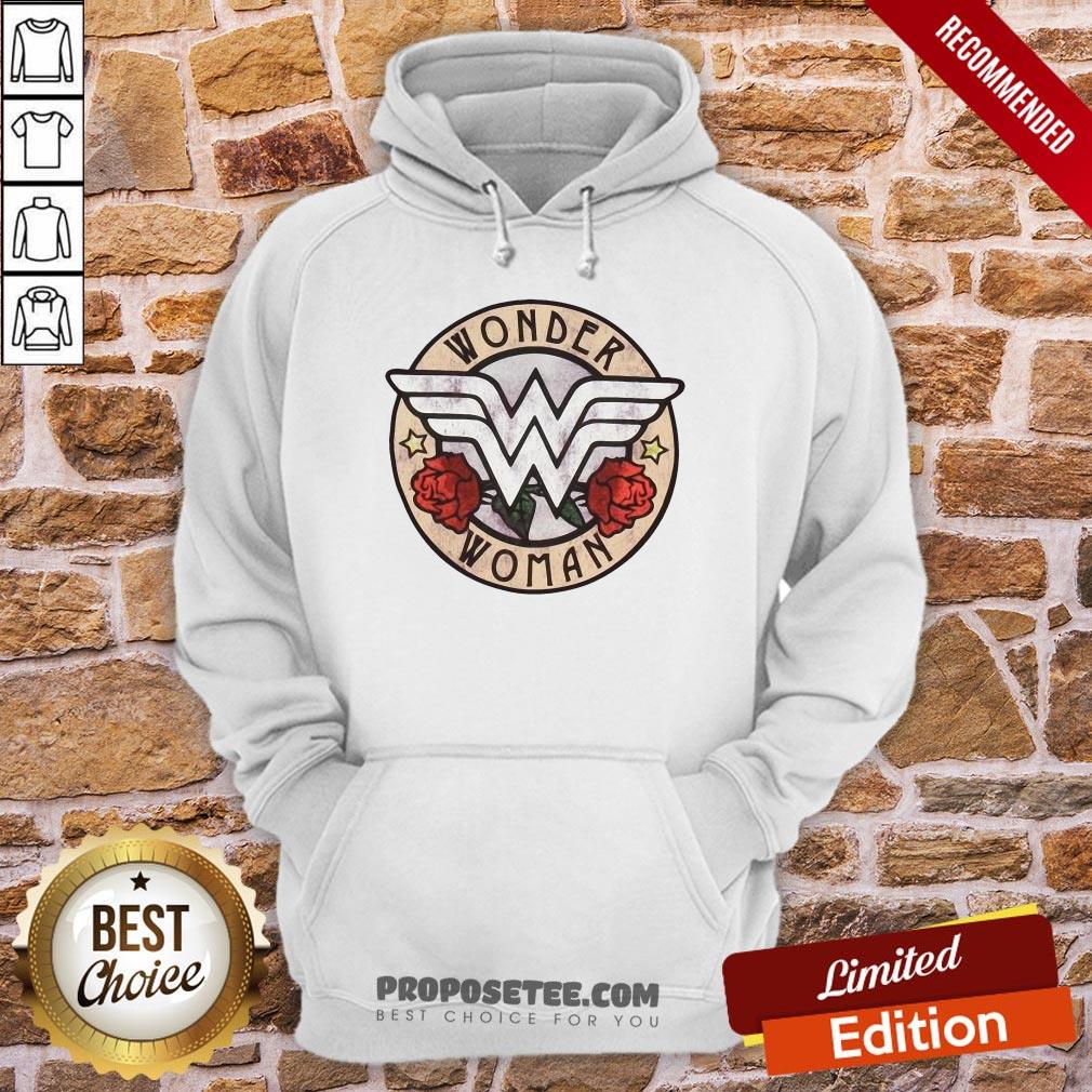 Perfect Wonder Woman Cold Shoulder Rose Logo Raglan Shirt - Image 5