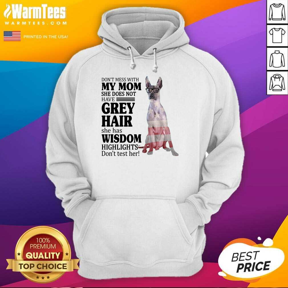 Perfect Xoloitzcuintli My Mom Grey Hair Wisdom Highlights American Flag Shirt - Image 2