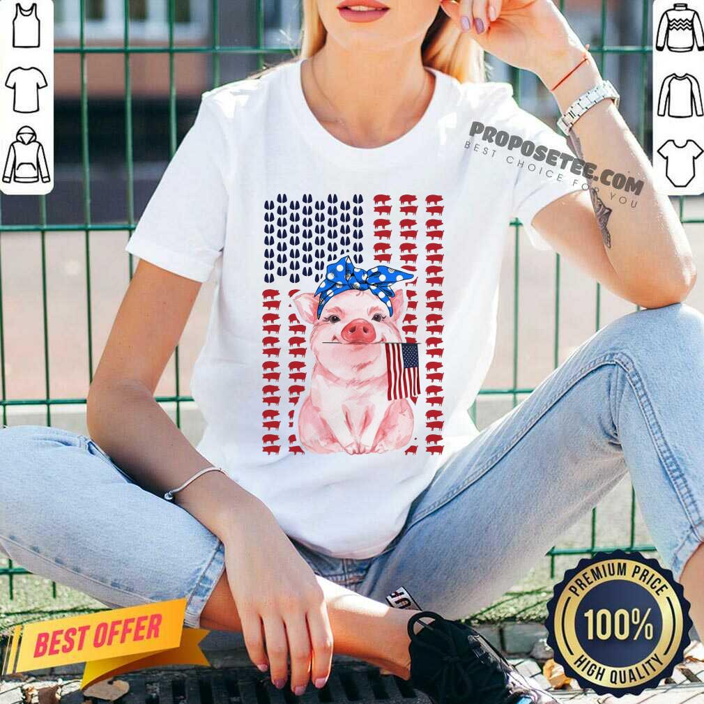 Pig American Flag Independence Day Shirt - Image 3