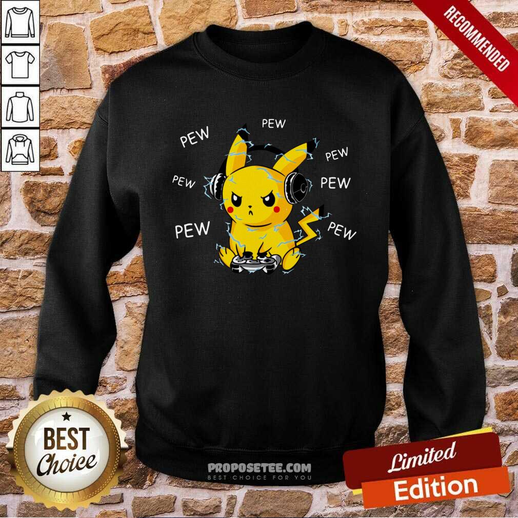 Pikachu Play Game Pew Pew Pew Shirt - Image 5