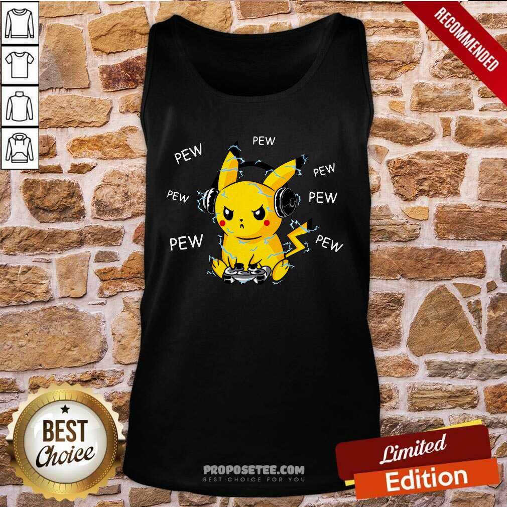 Pikachu Play Game Pew Pew Pew Shirt - Image 4