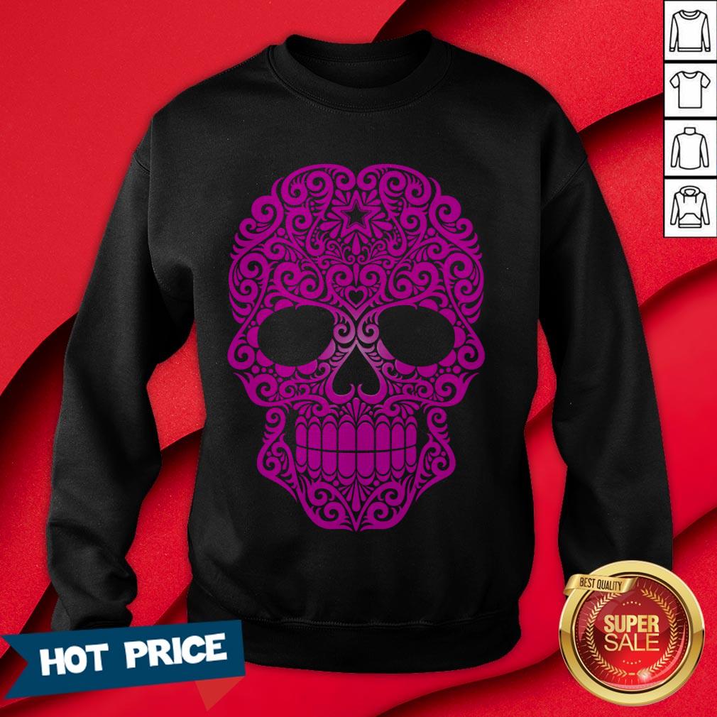 Pink Swirling Sugar Skull T-Shirt - Image 4