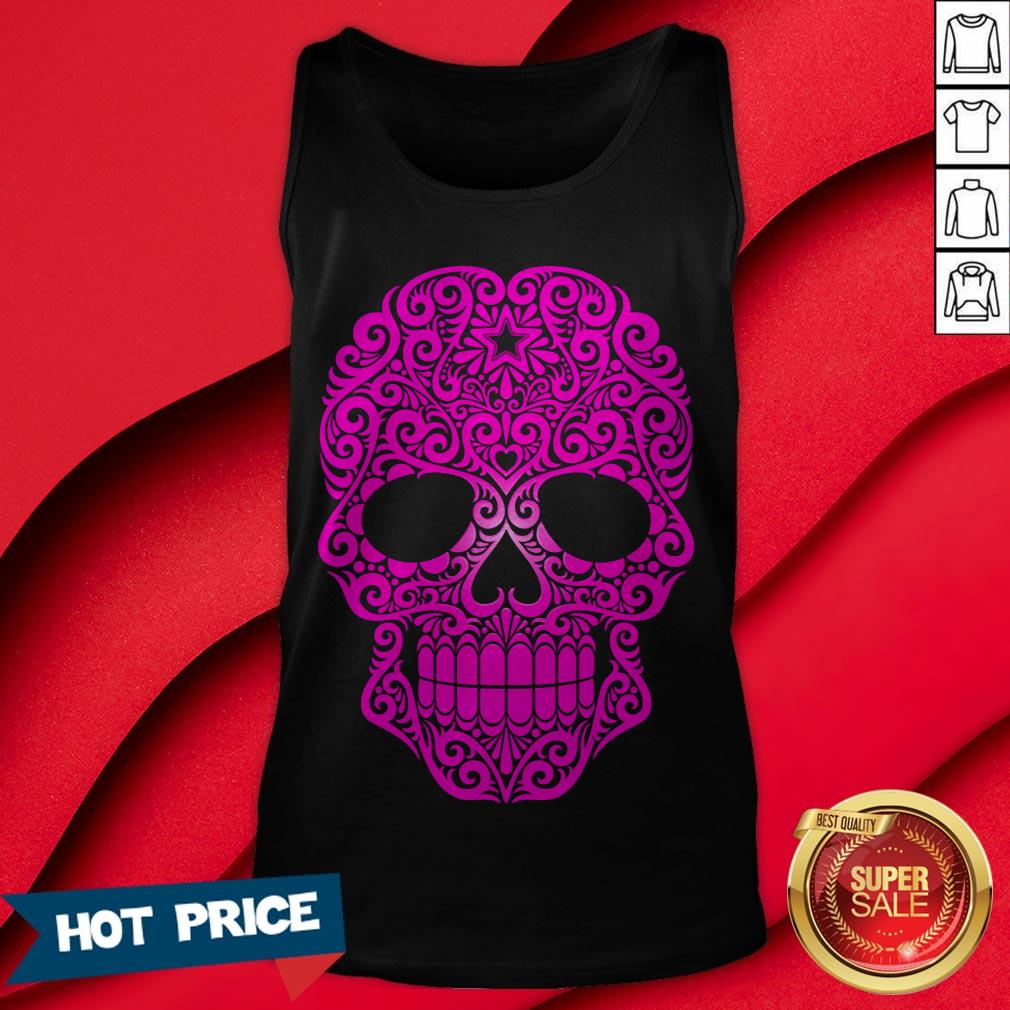 Pink Swirling Sugar Skull T-Shirt - Image 2