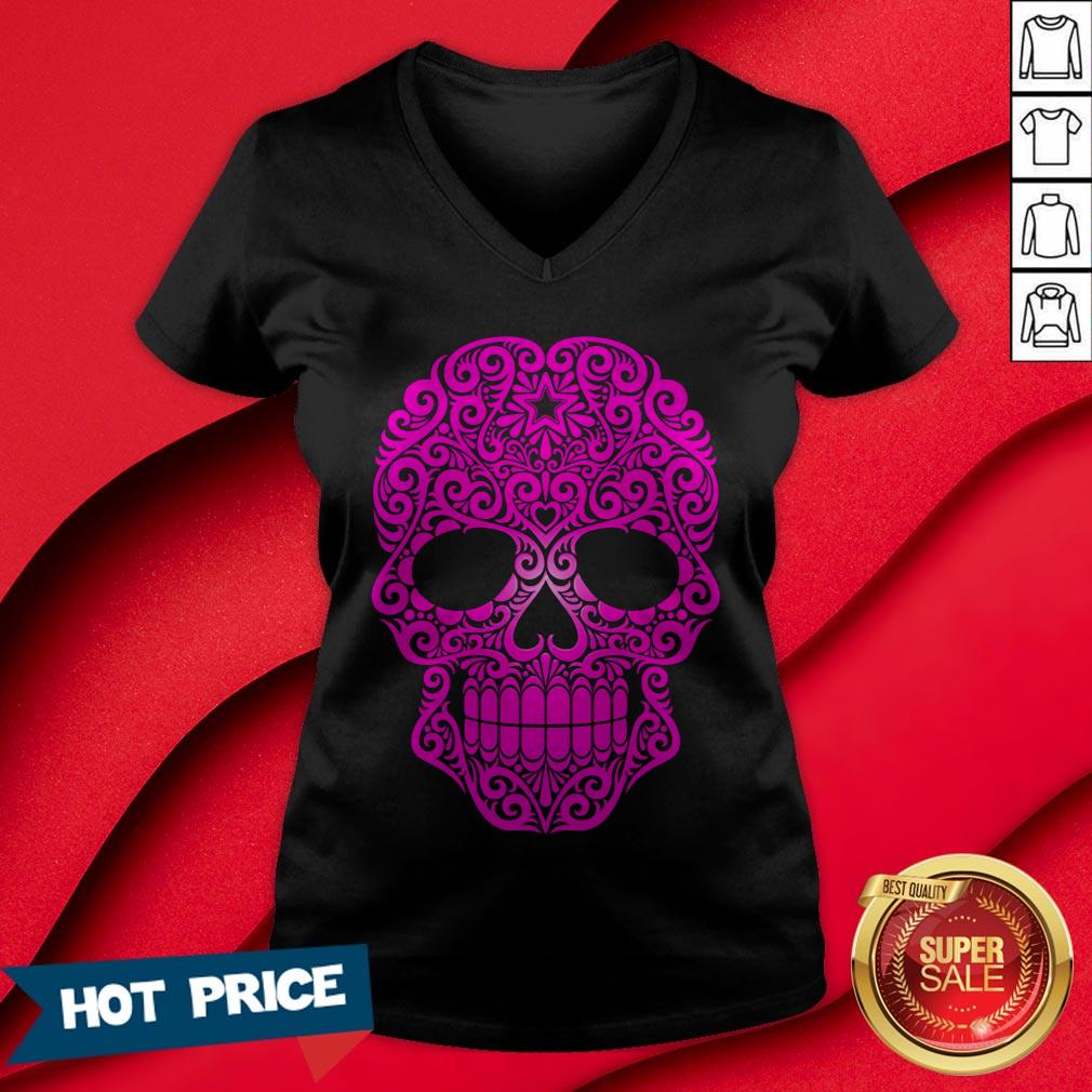 Pink Swirling Sugar Skull T-Shirt - Image 3