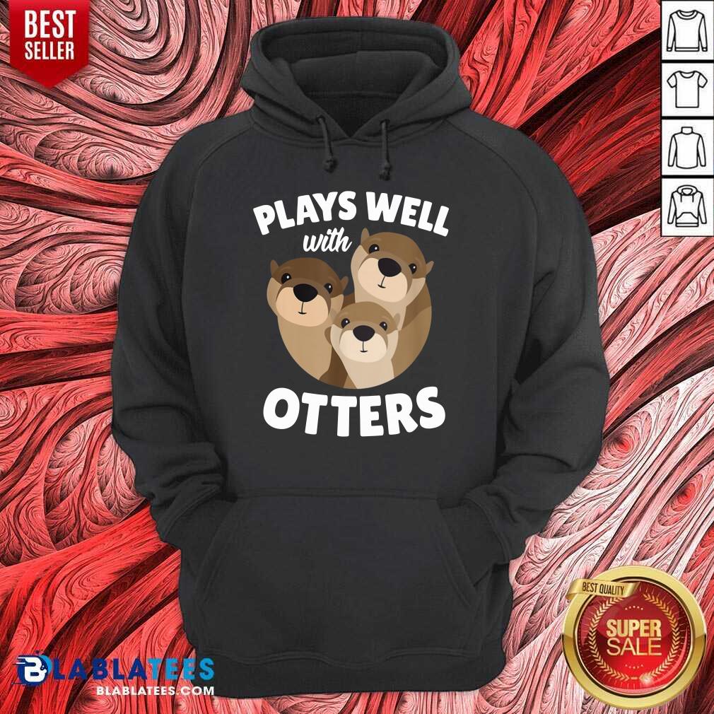 Plays Well With Otters Funny Otter Pun Shirt - Image 2