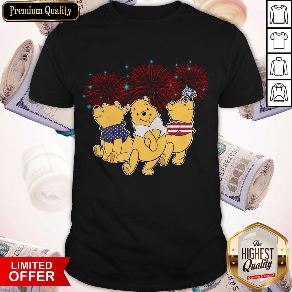 Pooh Disney Happy The 4th Of July Merica American Flag Independence Day Shirt