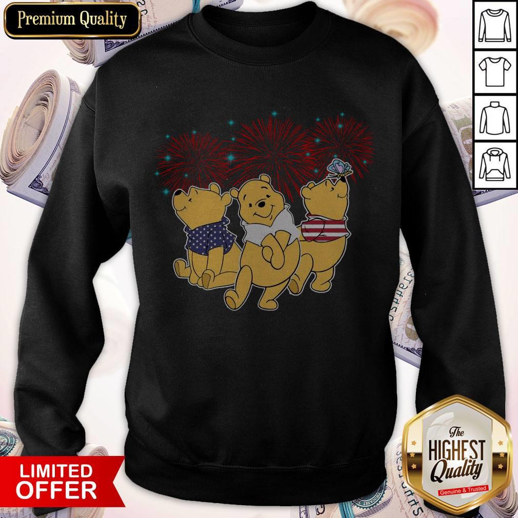 Pooh Disney Happy The 4th Of July Merica American Flag Independence Day Shirt - Image 2